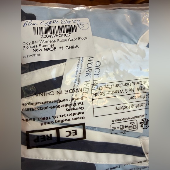 NWT Blue Ruffle Blouse-S - Picture 13 of 13